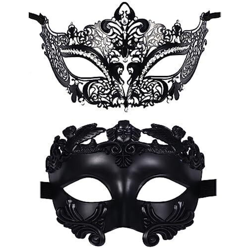 5042 2 Pcs Masquerade Mask for Couple Black Roman Greek Mythological